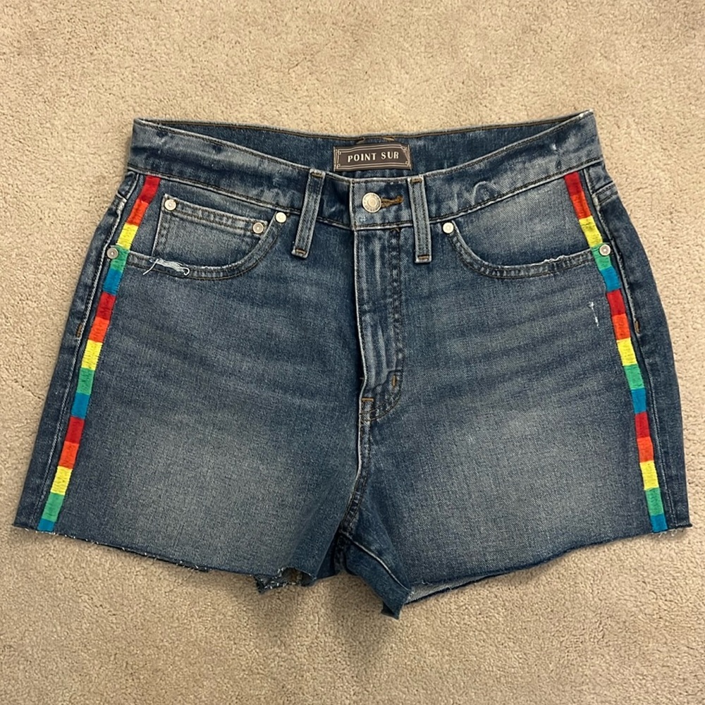 J. Crew Boyfriend short with rainbow tux stripe
